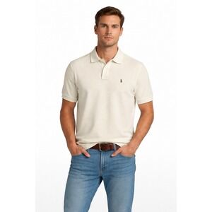 Polo Ralph Lauren-Custom Fit, Cream/Brown Pony, Casual, Preppy, Polo, Shirt. XL